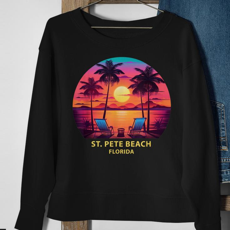 Florida St Pete Beach Colorful Palm Trees Beach Sweatshirt Gifts for Old Women