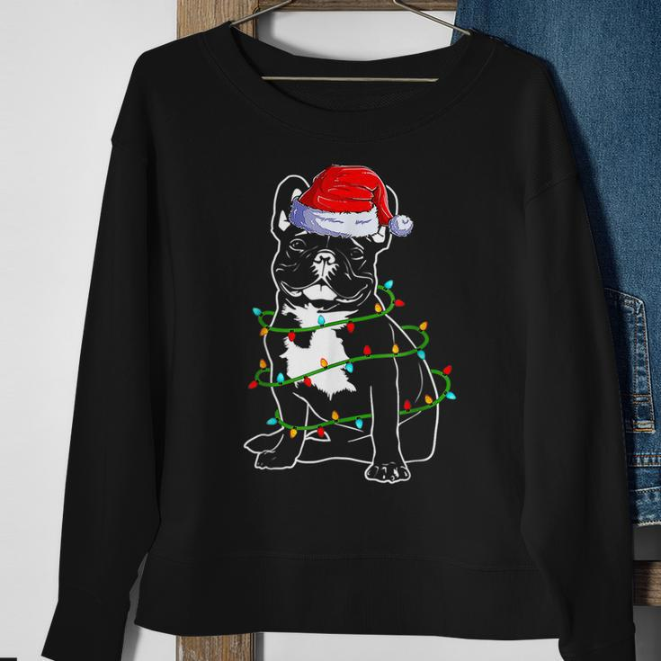 French Bulldog Christmas Dog Mom Dad Christmas Lights Men Women Sweatshirt Graphic Print Unisex Gifts for Old Women