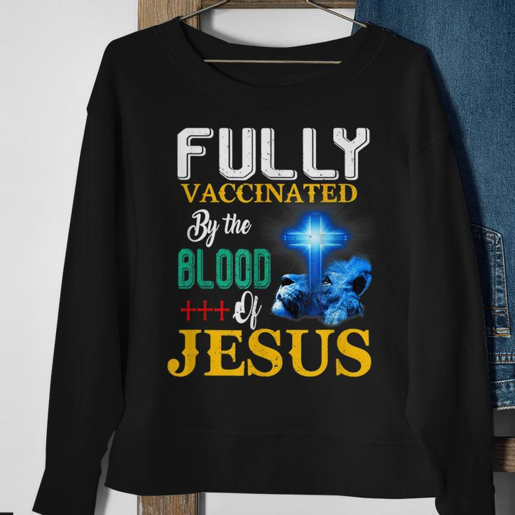 Fully Vaccinated By The Blood Of Jesus Shining Cross & Lion Sweatshirt Gifts for Old Women