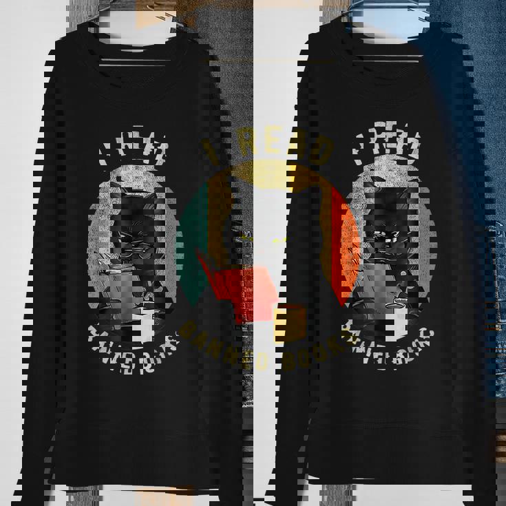 Funny Cat I Read Banned Books Bookworms Loves Reading Books Sweatshirt Gifts for Old Women