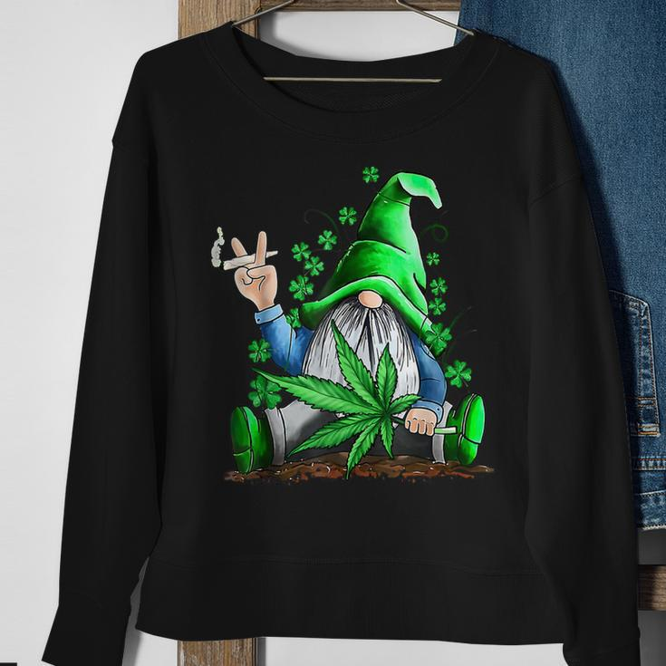 Funny Gnome Pot Leaf 420 Marijuana Weed St Patricks Day Sweatshirt Gifts for Old Women