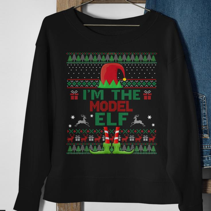 Funny Matching Ugly Im The Model Elf Christmas Men Women Sweatshirt Graphic Print Unisex Gifts for Old Women