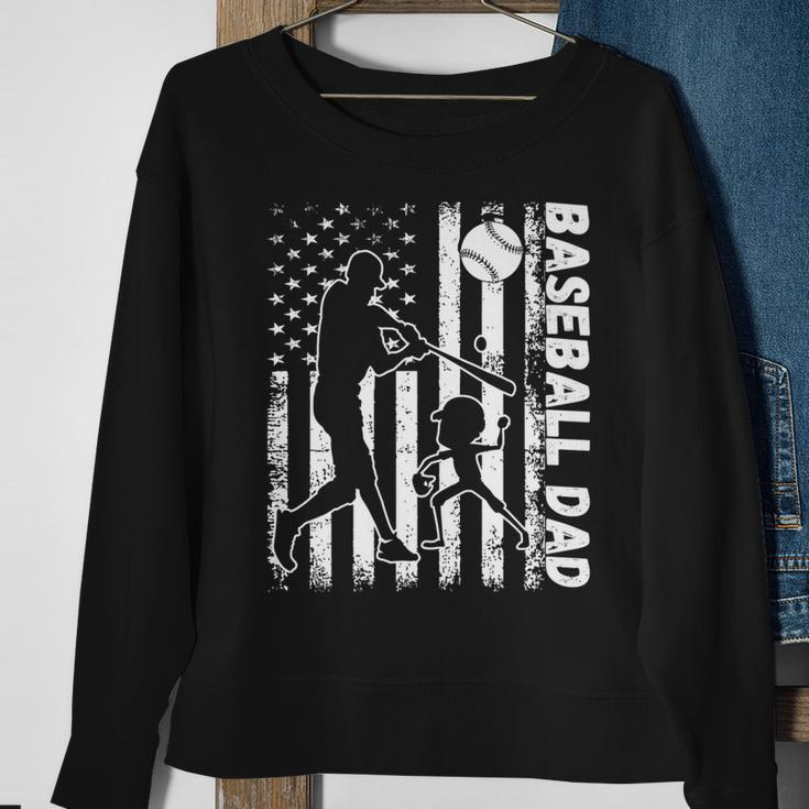 Funny Proud Baseball Dad American Flag Sports Fathers Day  Sweatshirt Gifts for Old Women