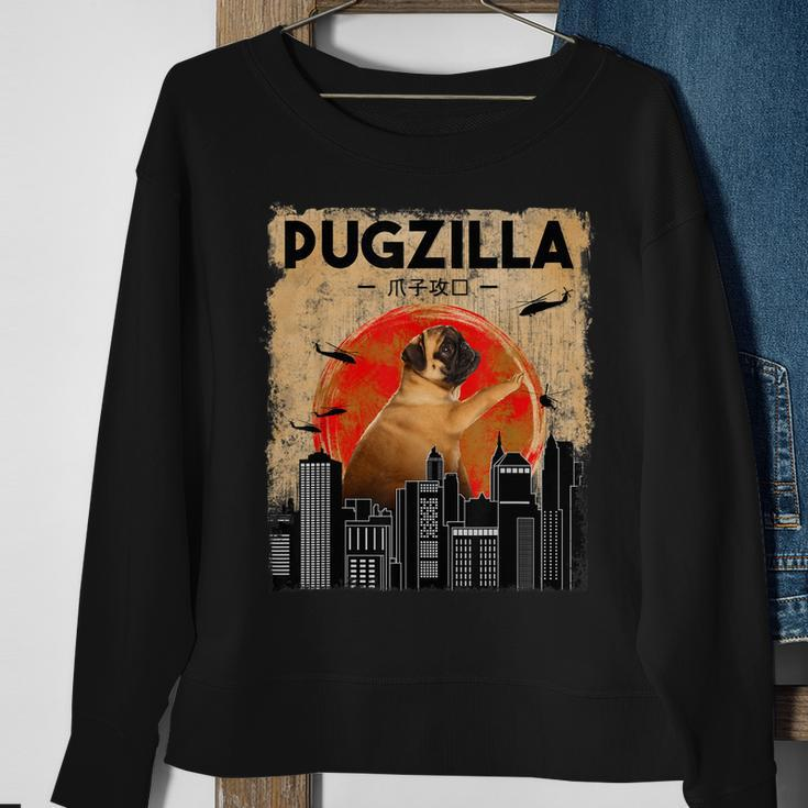 Funny Pug Pugzilla Funny Dog Pug Sweatshirt Gifts for Old Women