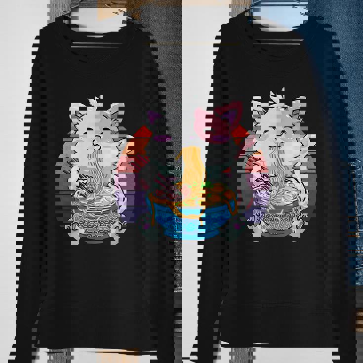 Funny Ramen Cat Kawaii Anime Ramen Cat Lovers Kawaii Neko V13 Men Women Sweatshirt Graphic Print Unisex Gifts for Old Women