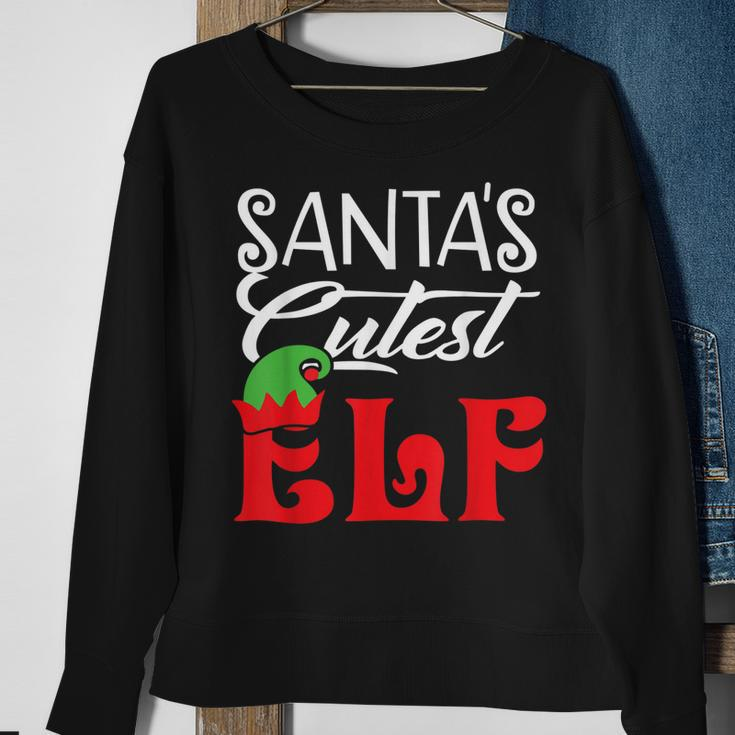 Funny Santas Cutest Elf Christmas Matching Family Gifts Men Women Sweatshirt Graphic Print Unisex Gifts for Old Women