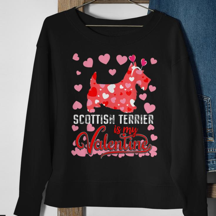 Funny Scottish Terrier Is My Valentine Dog Lover Dad Mom Sweatshirt Gifts for Old Women