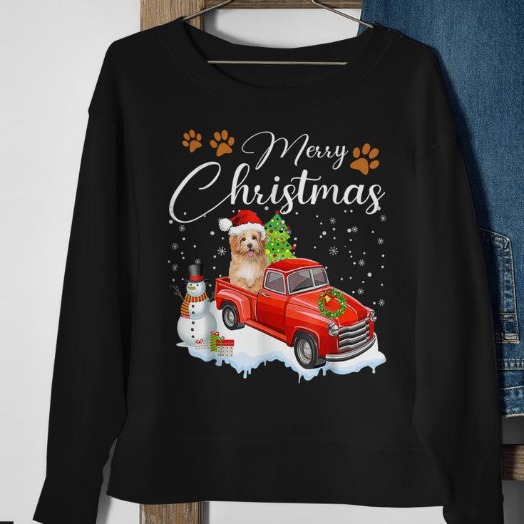 Funny Shih Tzu Dog Snow Red Truck Christmas Xmas Tree Pajama Men Women Sweatshirt Graphic Print Unisex Gifts for Old Women