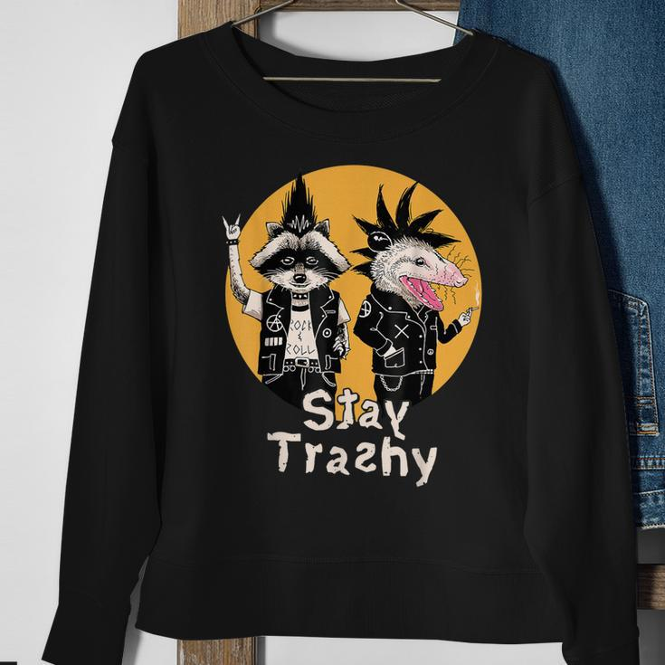 Funny Team Trash Stay Trashy Raccoons Opossums Squad Retro Sweatshirt Gifts for Old Women