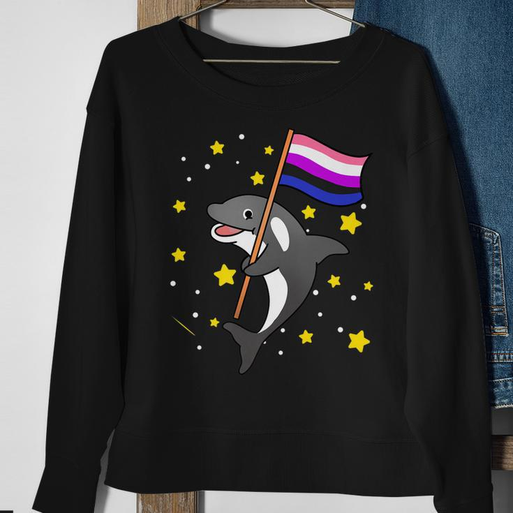 Genderfluid Pride Orca Genderfluid Sweatshirt Gifts for Old Women