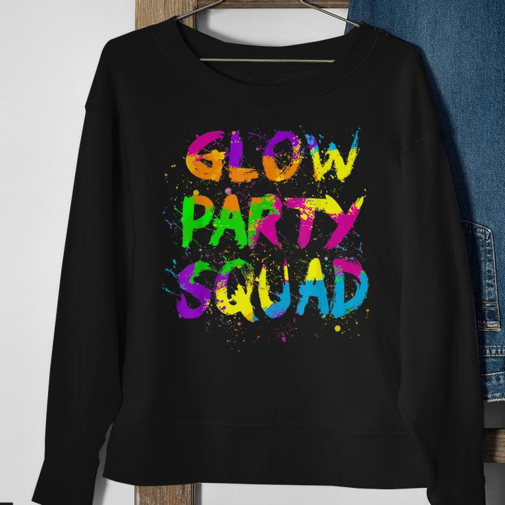 Glow Party Squad Paint Splatter Effect Neon Theme 80S Party Sweatshirt Gifts for Old Women