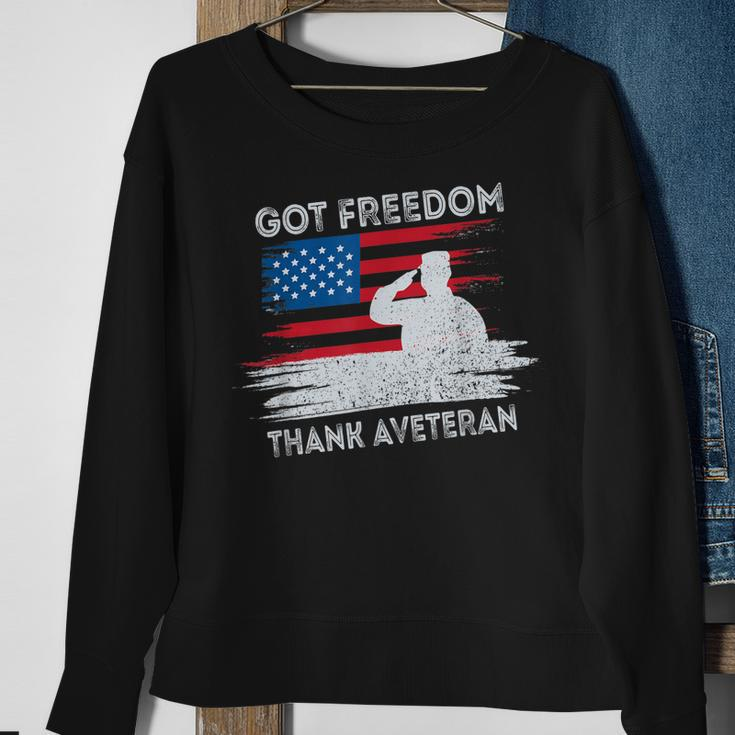 Got Freedom Thank A Veteran American Flag Veterans Day Gift Men Women Sweatshirt Graphic Print Unisex Gifts for Old Women