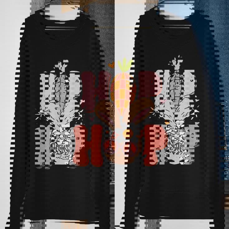 Groovy Easter Hippie Bunny Hip Hop Gift Girl Kids Toddler Sweatshirt Gifts for Old Women