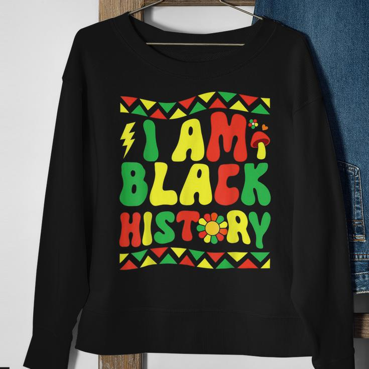 Groovy Retro Black History Month I Am Black History Pride Sweatshirt Gifts for Old Women