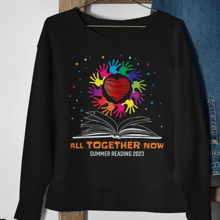 Handprints And Hearts All Together Now Summer Reading 2023 Sweatshirt Gifts for Old Women