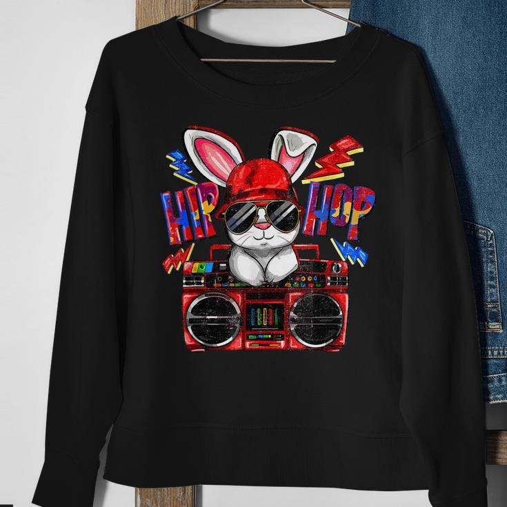 Happy Easter Cool Bunny Hip Hop Gift Baby Boy Kids Toddler Sweatshirt Gifts for Old Women