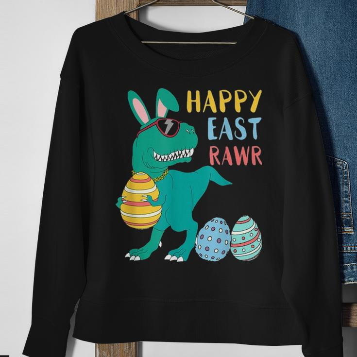Happy EastrawrRex Dinosaur Funny Easter Bunny Egg Sweatshirt Gifts for Old Women