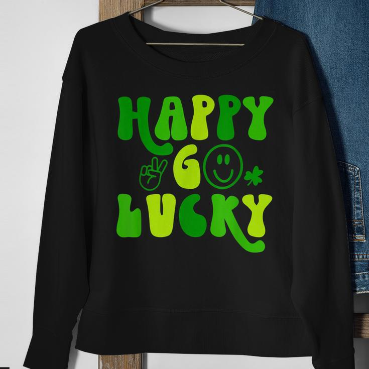 Happy Go Lucky Heart St Patricks Day Lucky Clover Shamrock Sweatshirt Gifts for Old Women