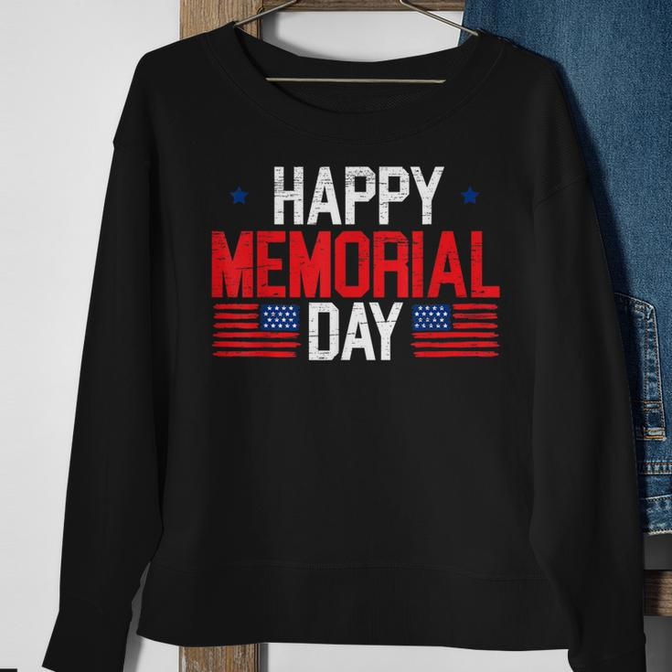 Happy Memorial Day Usa Flag American Patriotic Armed Forces Sweatshirt Gifts for Old Women