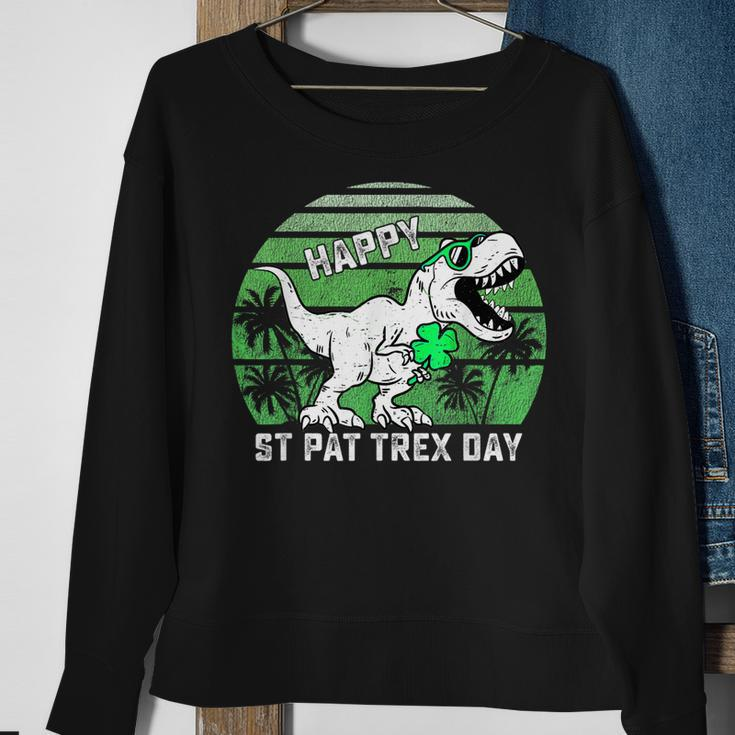 Happy St PatRex Day Shamrock Dinosaur St Patricks Day Sweatshirt Gifts for Old Women