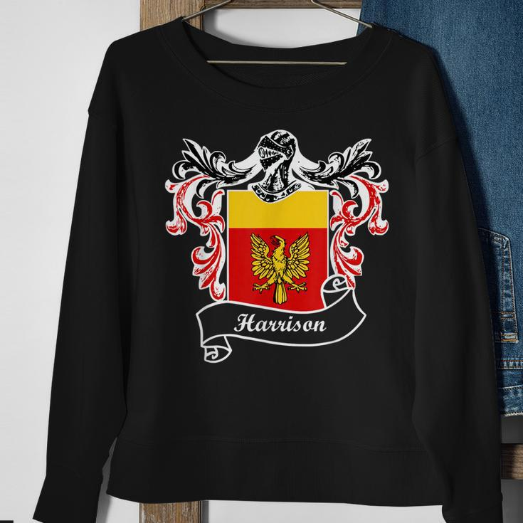 Harrison Coat Of Arms Surname Last Name Family Crest Men Women Sweatshirt Graphic Print Unisex Gifts for Old Women