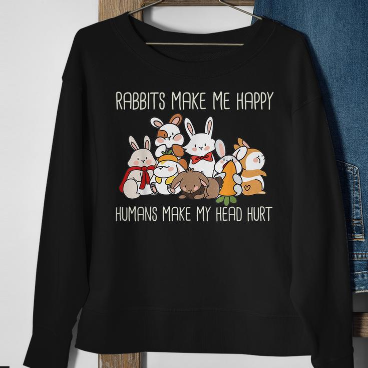 Hase Kaninchen Rabbits Make Me Happy Häschen Spruch Sweatshirt Geschenke für alte Frauen