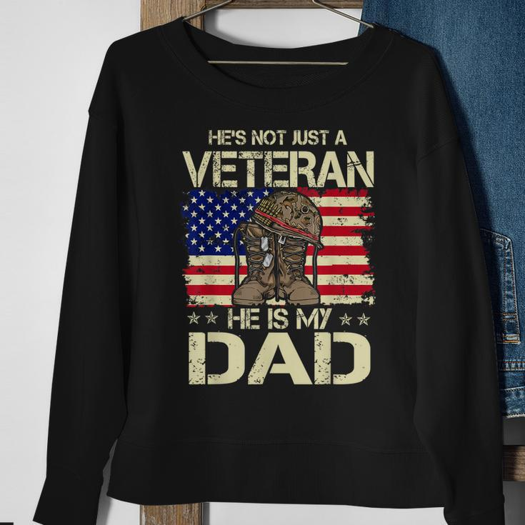 He Is My Veteran Dad American Flag Veterans Day Sweatshirt Gifts for Old Women