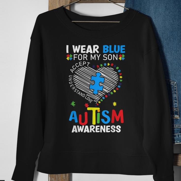 Heart I Wear Blue For My Son Autism Awareness - Love My Son Sweatshirt Gifts for Old Women