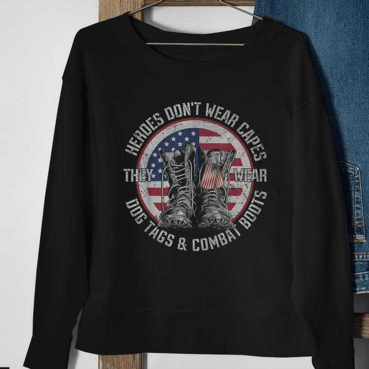 Heroes Dont Wear Capes They Wear Dog Tags & Combat Boots V2 Sweatshirt Gifts for Old Women