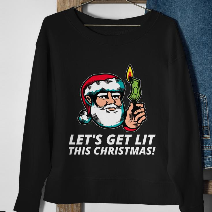Hilarious Xmas Lets Get Lit For Ugly Christmas Party Gift Sweatshirt Gifts for Old Women