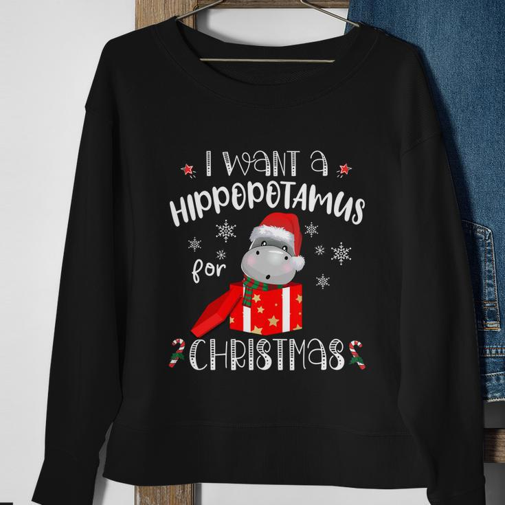 Hippopotamus For Christmas Matching Xmas Hippo Pajama Gift Sweatshirt Gifts for Old Women