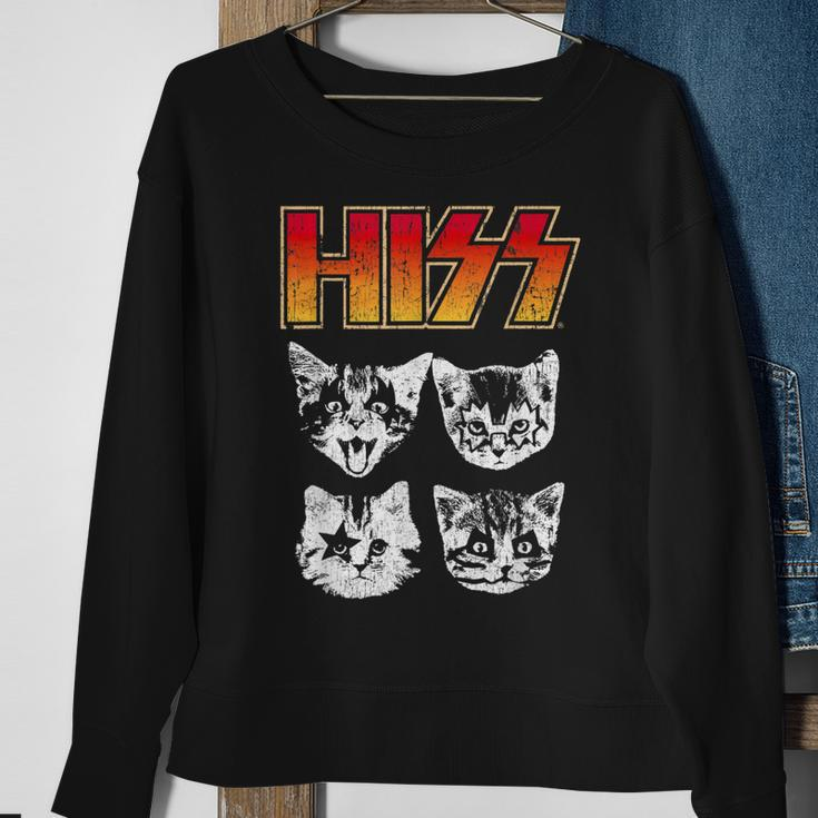 Hiss Cat Funny Cats Kittens Rock Music Cat Lover Hiss Sweatshirt Gifts for Old Women