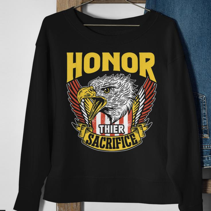 Honor Their Sacrifice Memorial Day Veteran Combat Military Sweatshirt Gifts for Old Women