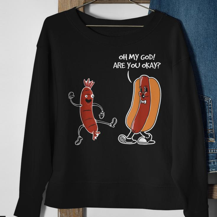 Hot Dog Comic Schwarzes Sweatshirt Oh My God, Are You Okay? Lustiges Design Geschenke für alte Frauen