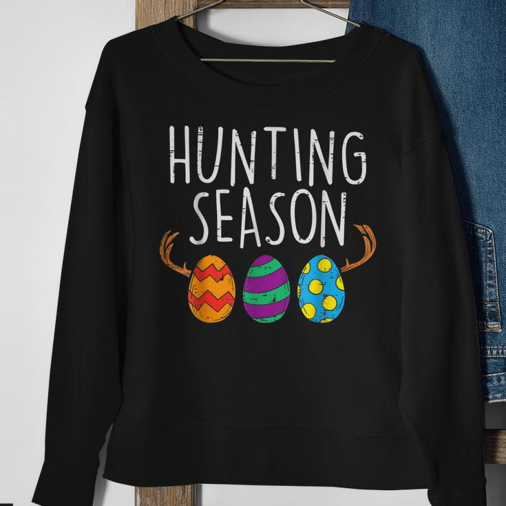 Hunting Season Eggs Deer Funny Easter Day Egg Hunt Hunter Sweatshirt Gifts for Old Women