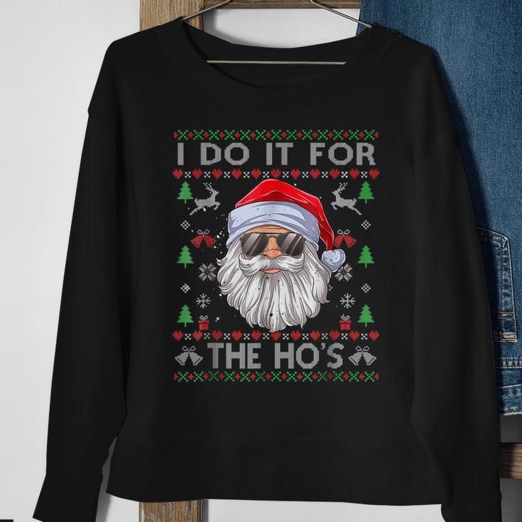 I Do It For The Hos Funny Men Santa Ugly Christmas Sweater Men Women Sweatshirt Graphic Print Unisex Seseable UK