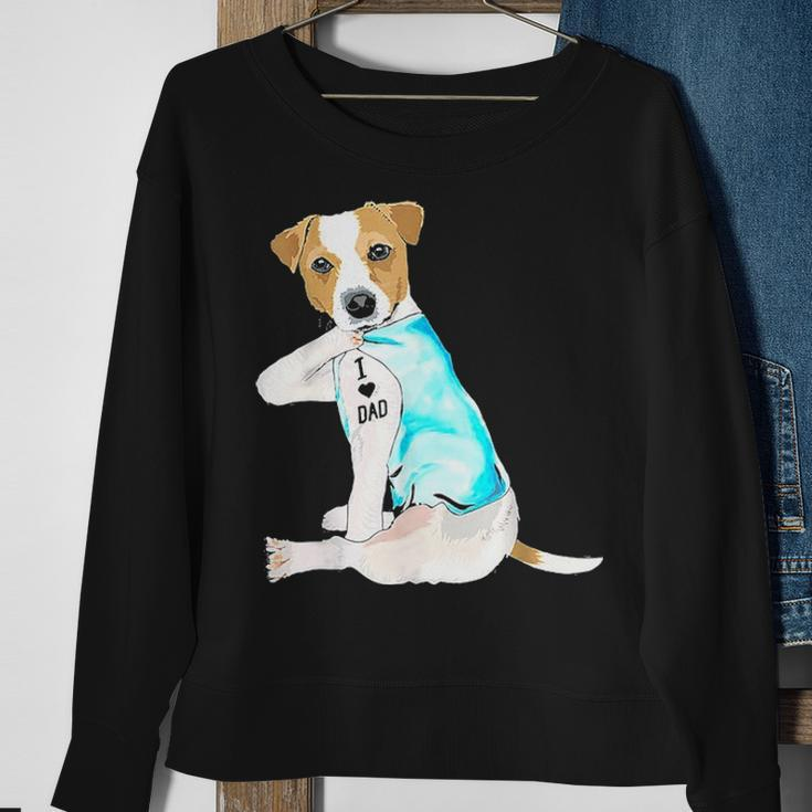 I Love Dad Tattoo Jack Russell Terrier Dad Tattooed Gift Sweatshirt Gifts for Old Women