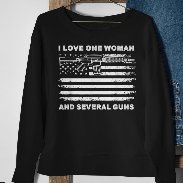 I Love One Woman & Several Guns Vintage Usa Flag Dad Grandpa Men Women Sweatshirt Graphic Print Unisex Gifts for Old Women