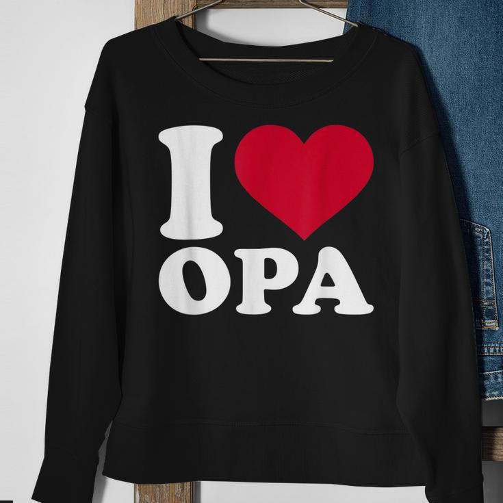I Love Opa Herz-Motiv Sweatshirt in Schwarz, Geschenkidee für Großväter Geschenke für alte Frauen