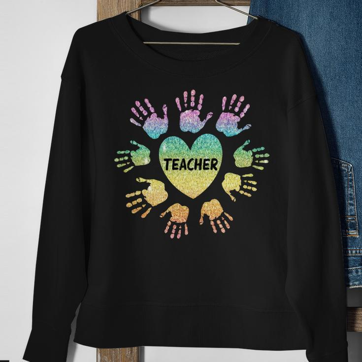I Teach Love Bravery Equality Strength Kindnesss Sweatshirt Gifts for Old Women
