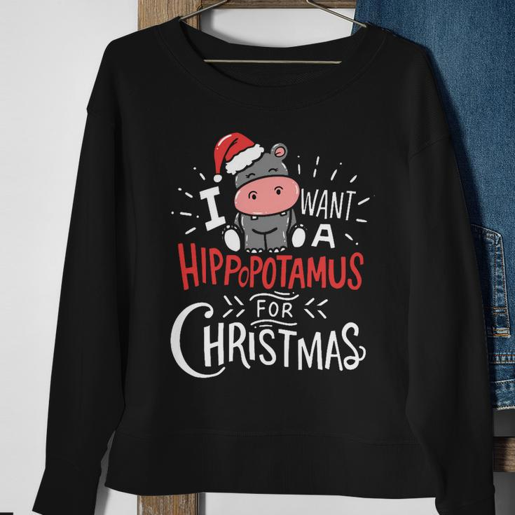 I Want A Hippopotamus For Christmas Funny Cute Sweatshirt Gifts for Old Women