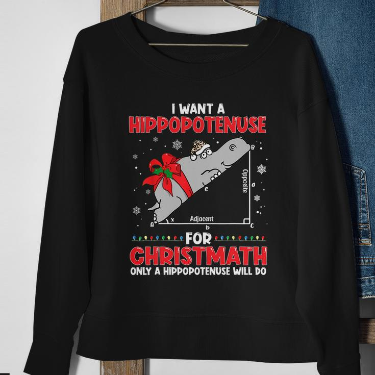 I Want A Hippopotenuse For Christmath Math Teacher Christmas Tshirt Sweatshirt Gifts for Old Women