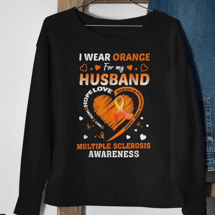 I Wear Orange For My Husband Multiple Sclerosis Ms Awareness Sweatshirt Gifts for Old Women