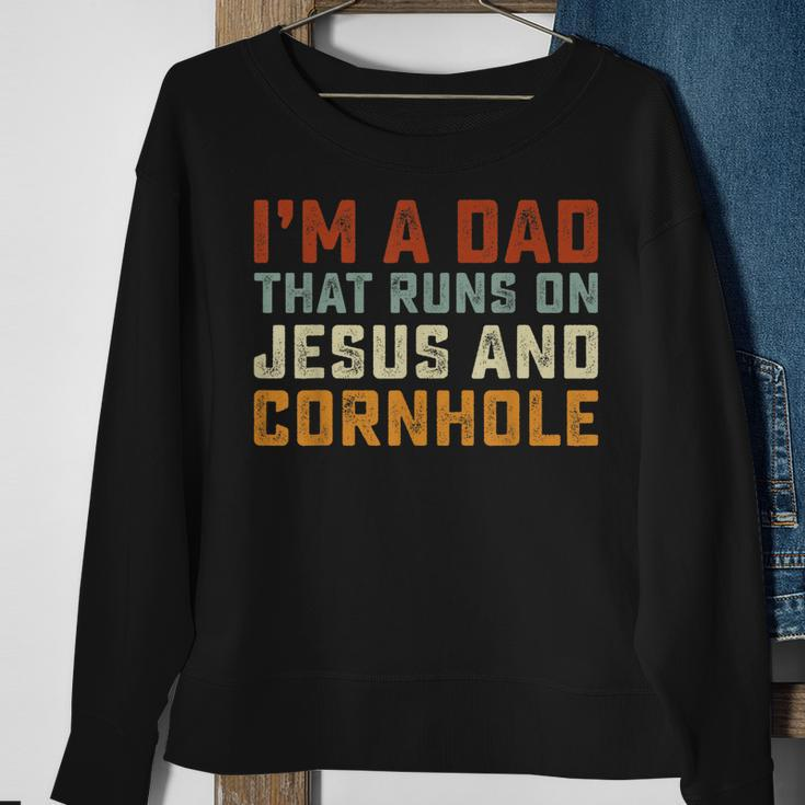 Im A Dad That Runs On Jesus Cornhole Christian Vintage Gift Sweatshirt Gifts for Old Women