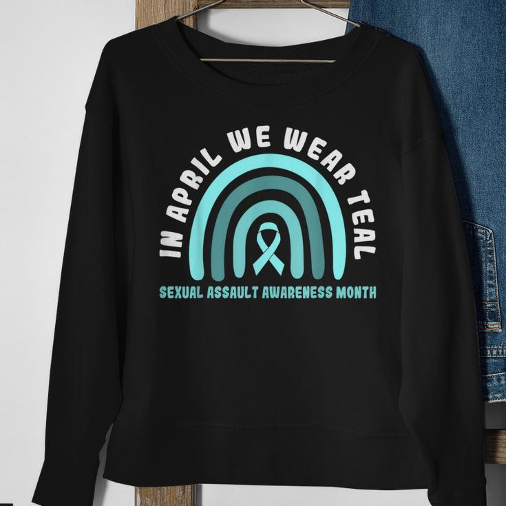 In April We Wear Teal Sexual Assault Awareness Month Sweatshirt Gifts for Old Women