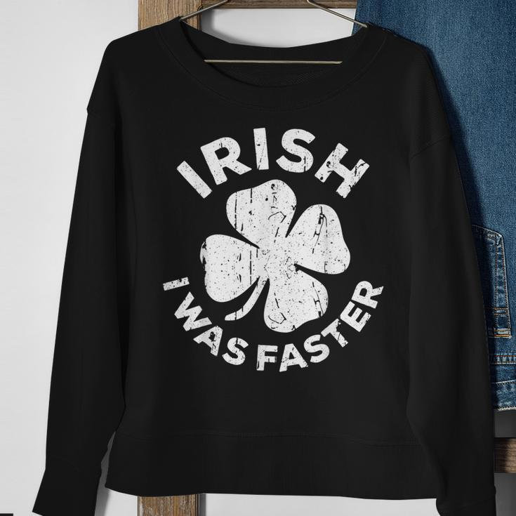 Irish I Was Faster Vintage Saint Patrick Day Sweatshirt Gifts for Old Women