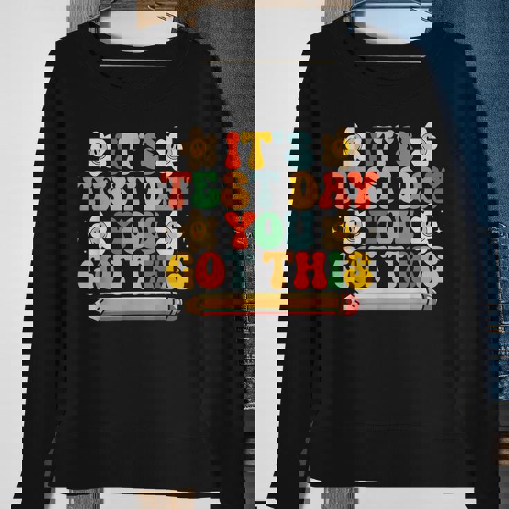 Its Test Day You Got This Teacher Retro Groovy Testing Day Sweatshirt Gifts for Old Women