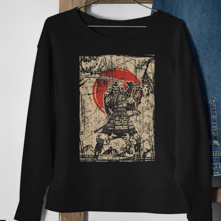 Japanese Culture Red Moon Samurai Warrior Bushido Code Sweatshirt Gifts for Old Women
