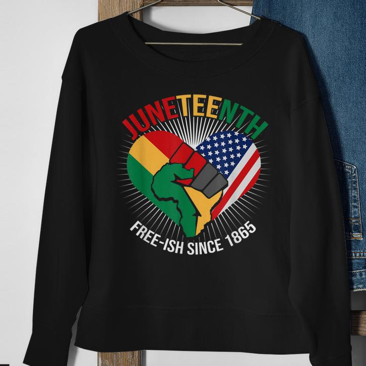 Junenth Free Ish Since 1865 Raised Fist Slavery Freedom Sweatshirt Gifts for Old Women