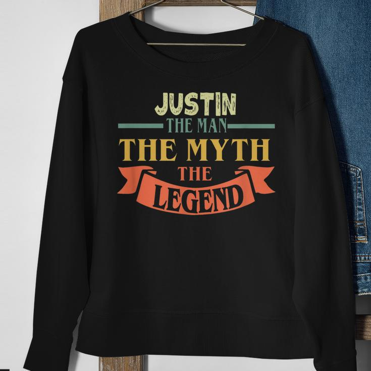 Justin The Man The Myth The Legend Custom Name  Men Women Sweatshirt Graphic Print Unisex Gifts for Old Women